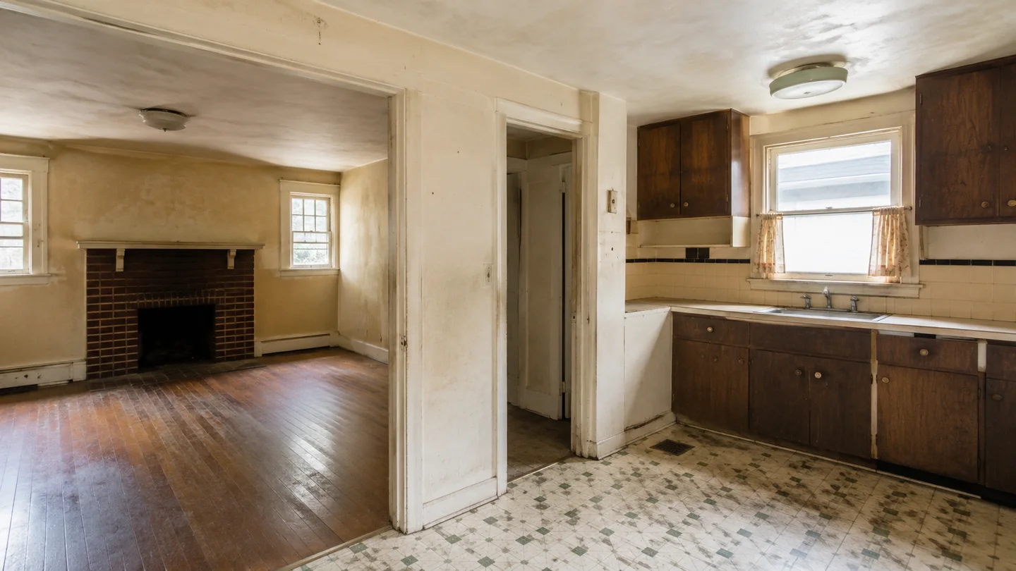 Vivienda antigua con cocina vieja y estancias desgastadas antes de una posible reforma