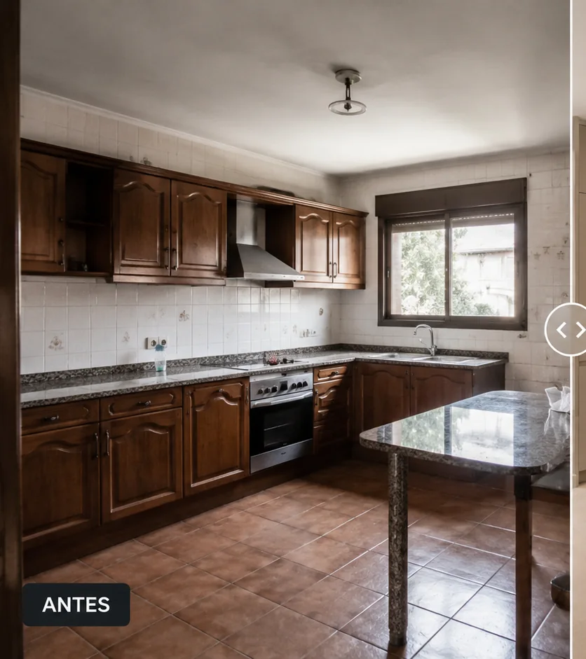 Estado inicial ilustrativo de Cocina: de distribución cerrada a abierta